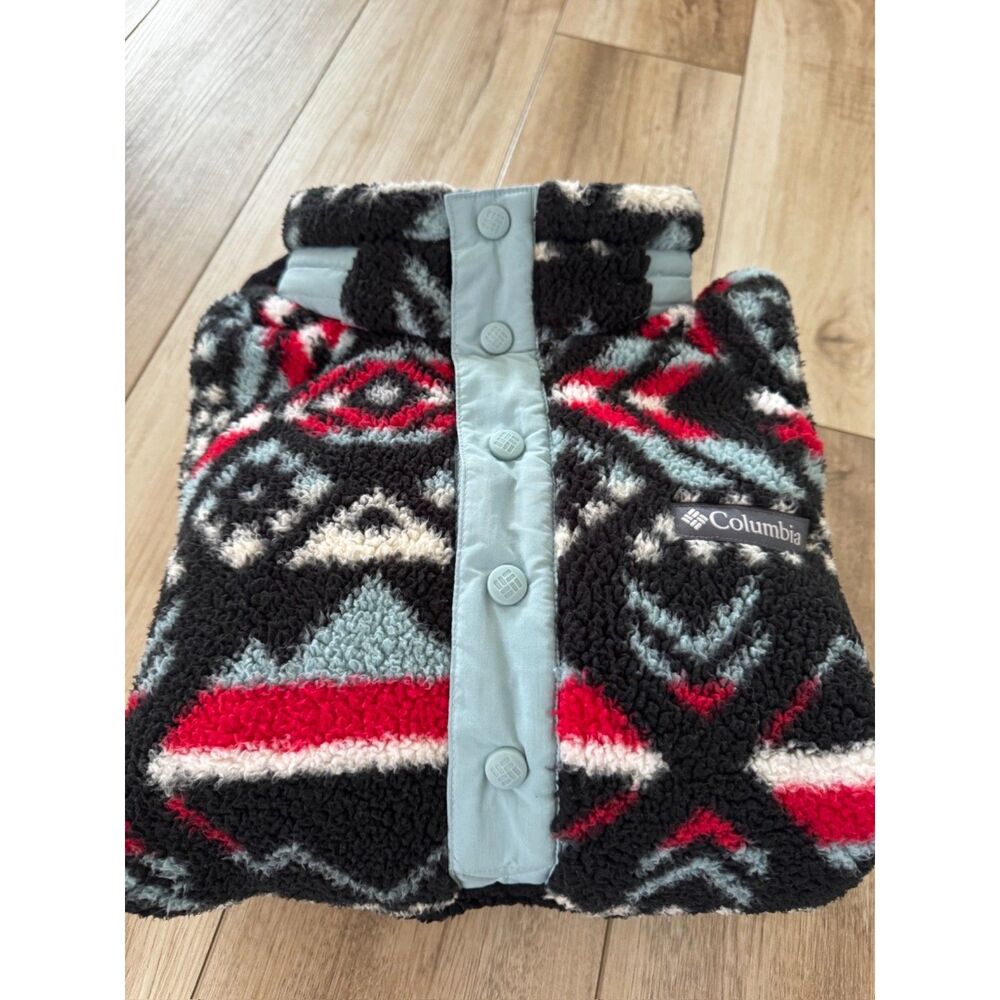 Columbia S Big Timber Peak Half Snap Cozy Cabincore Sherpa Fleece Black Red Blue - Picture 14 of 14